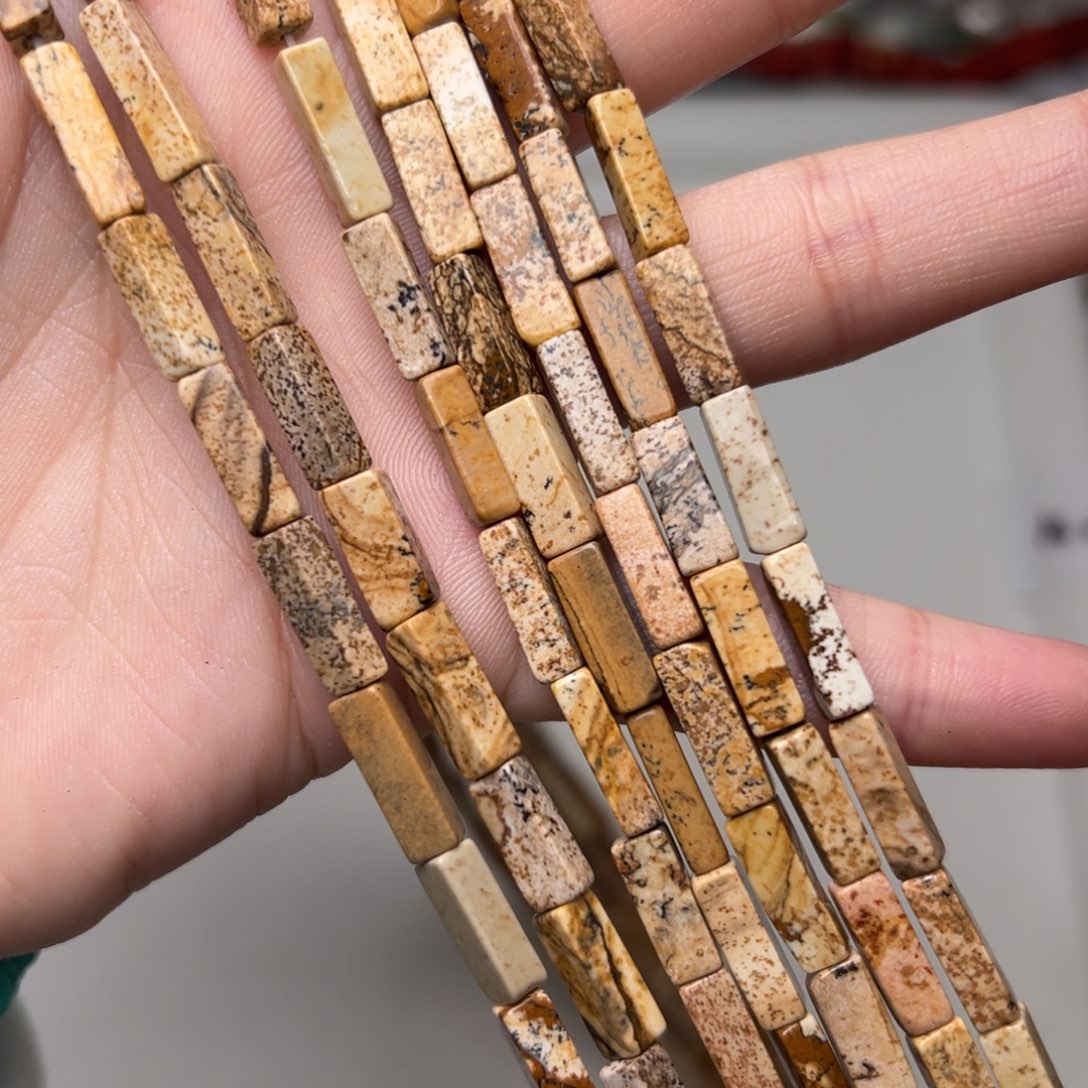 玛瑙/玉髓合金珠宝半成品L151。4mm天然图画石隔片一条