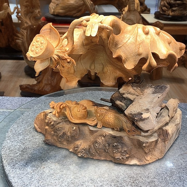 柏木（崖柏）双鱼戏莲