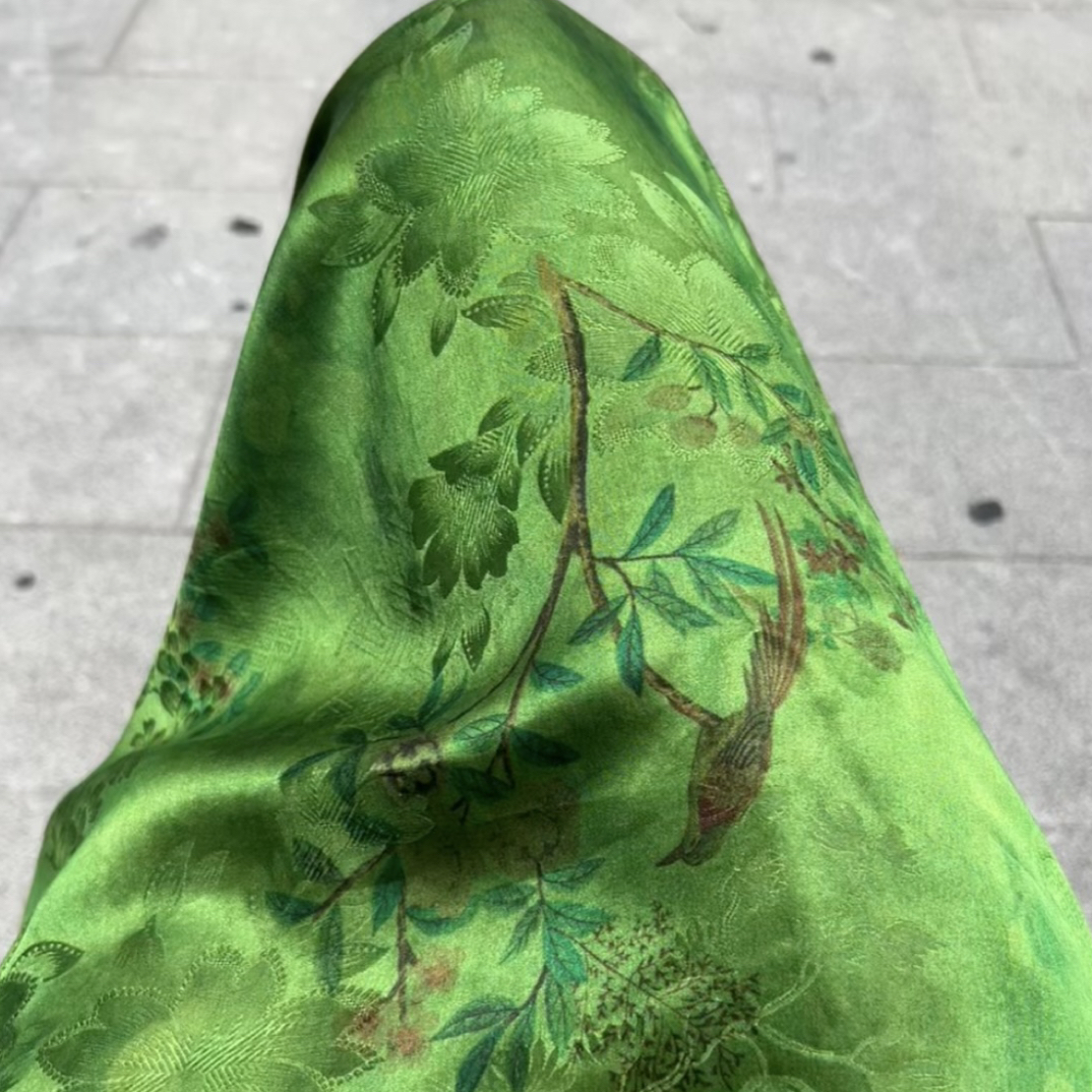 【绿迪鸟】28姆米花萝红云纱现货发（无退换）