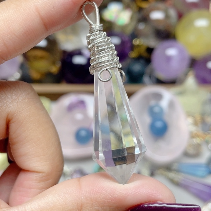 水晶珠宝半成品未镶嵌水晶灵摆