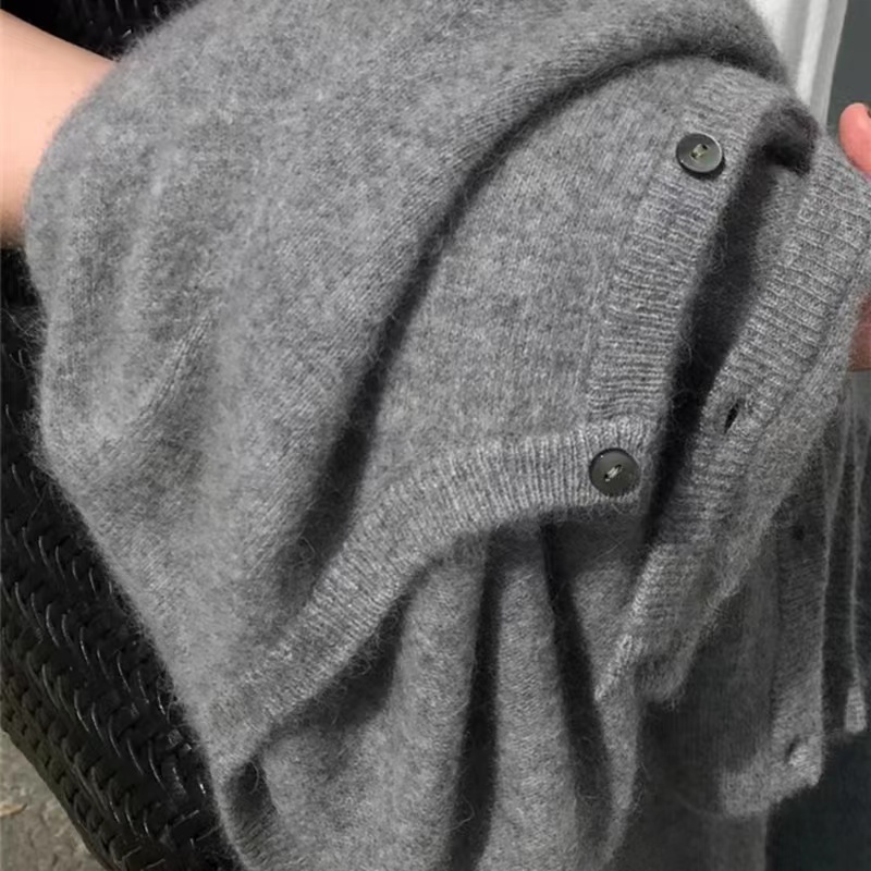 2025新款春秋100%纯羊毛开衫女圆领短款毛衣韩版针织大码羊绒外套