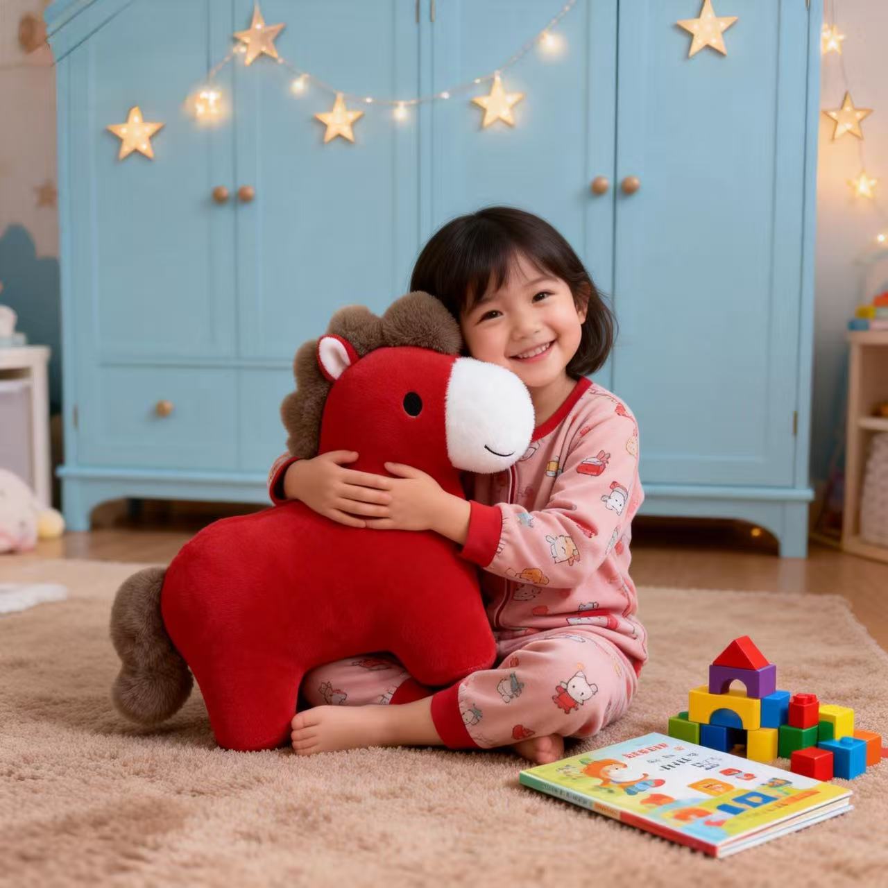 马年吉祥物2026红色毛绒玩具可爱玩偶布娃娃抱枕喜庆新年装饰品