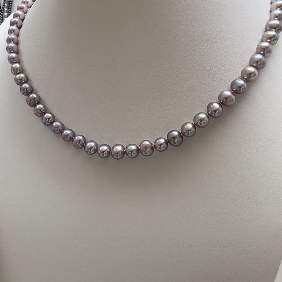 项链银S925镶嵌淡水珍珠