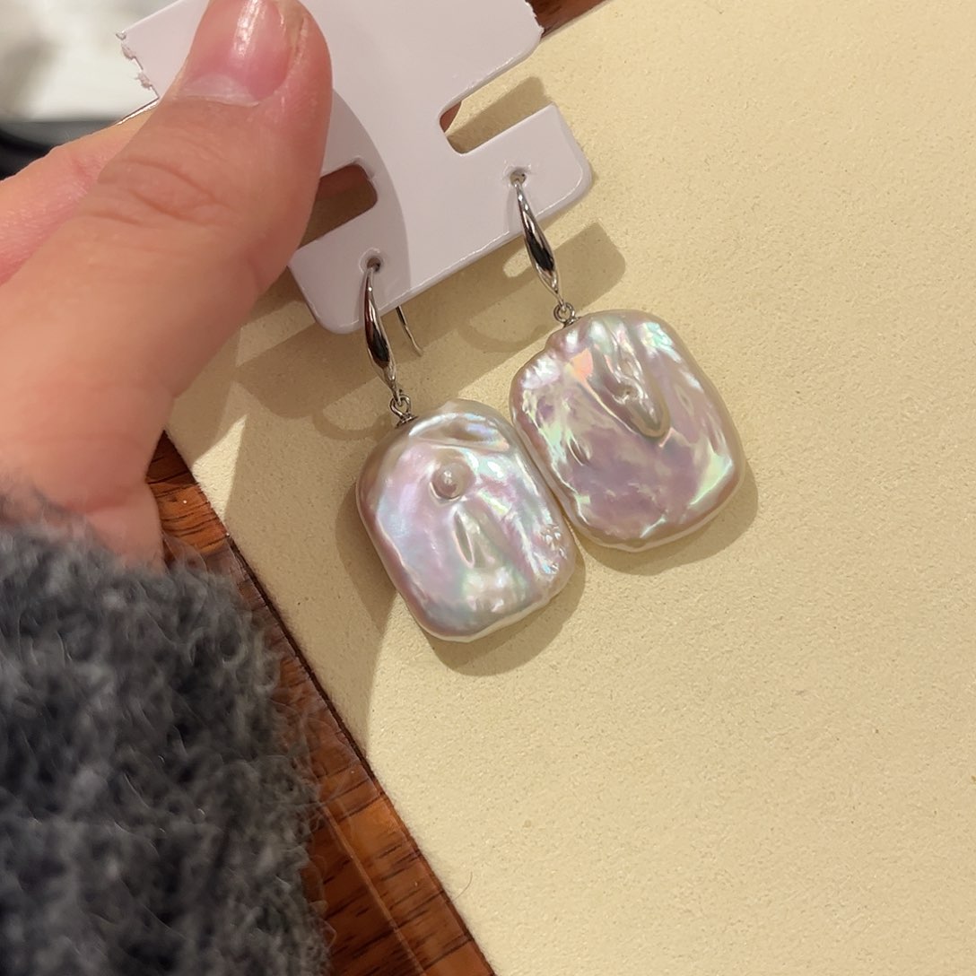 淡水珍珠耳饰银S925镶嵌