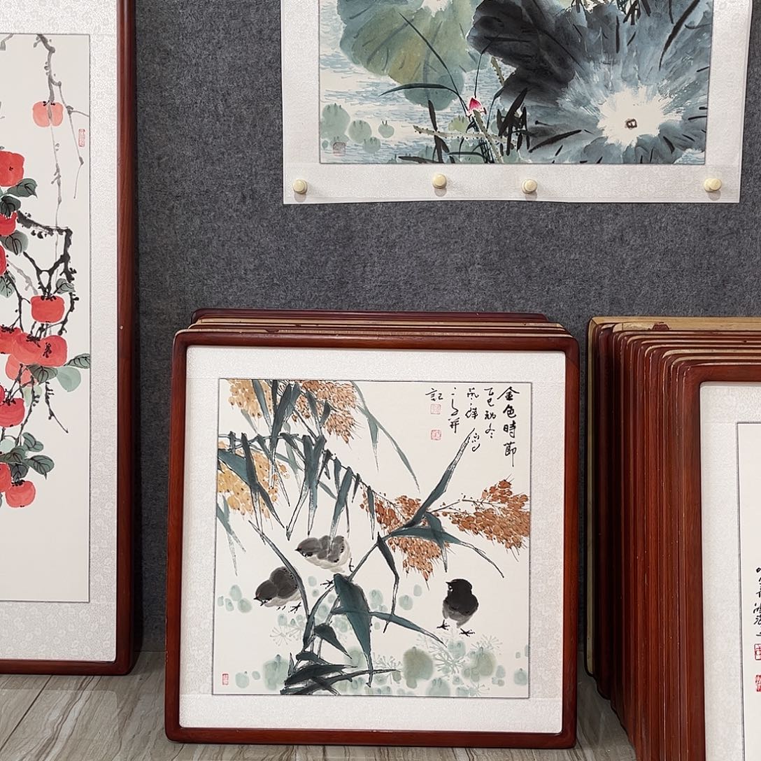 国画书画作品带框63×63