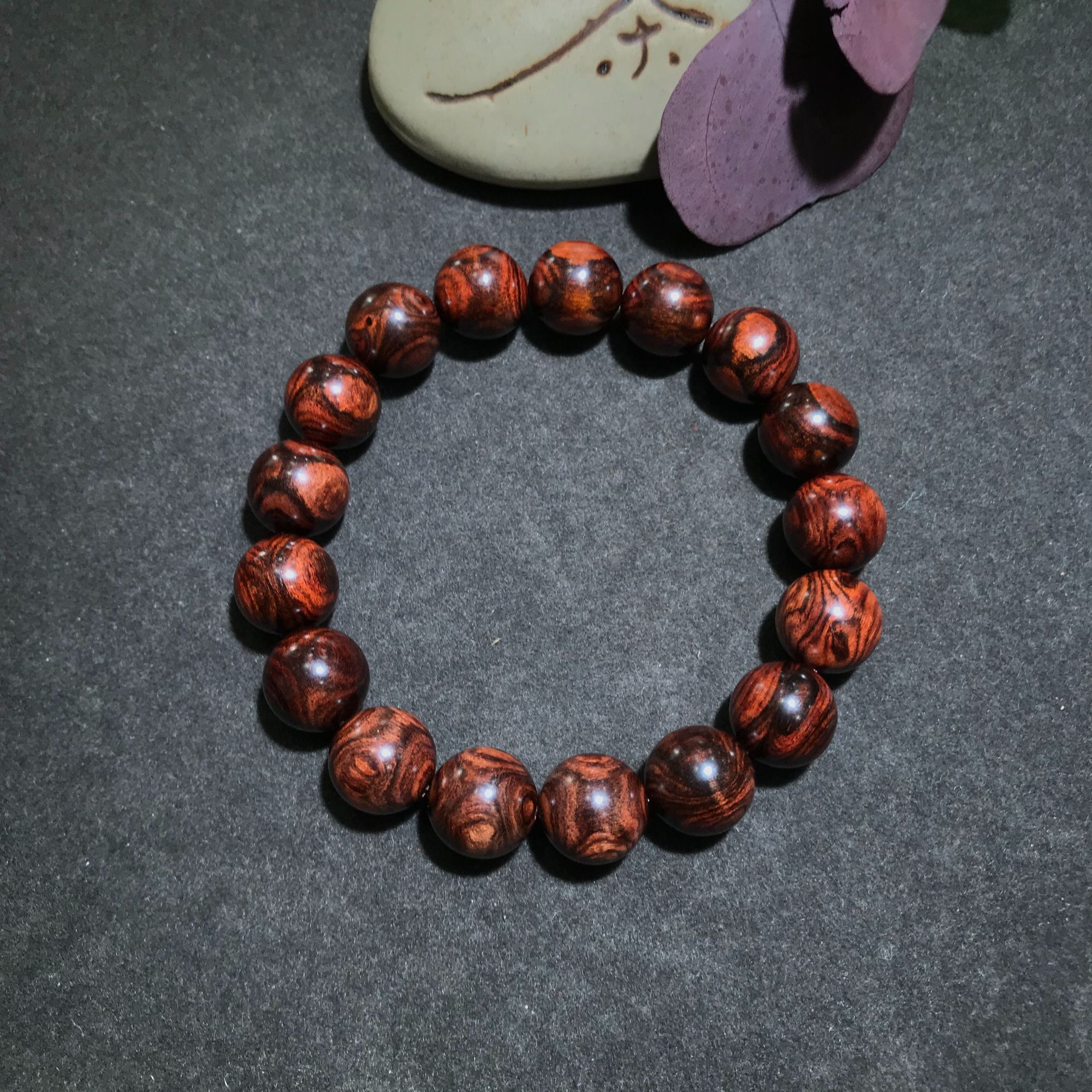 【浮生甄选】海南黄花梨油梨多彩1.2鬼脸纹手串FS454