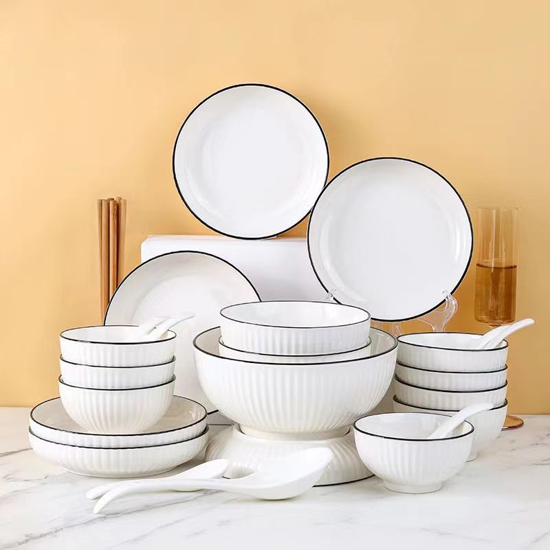 盘家用白色釉下彩餐具餐具套装