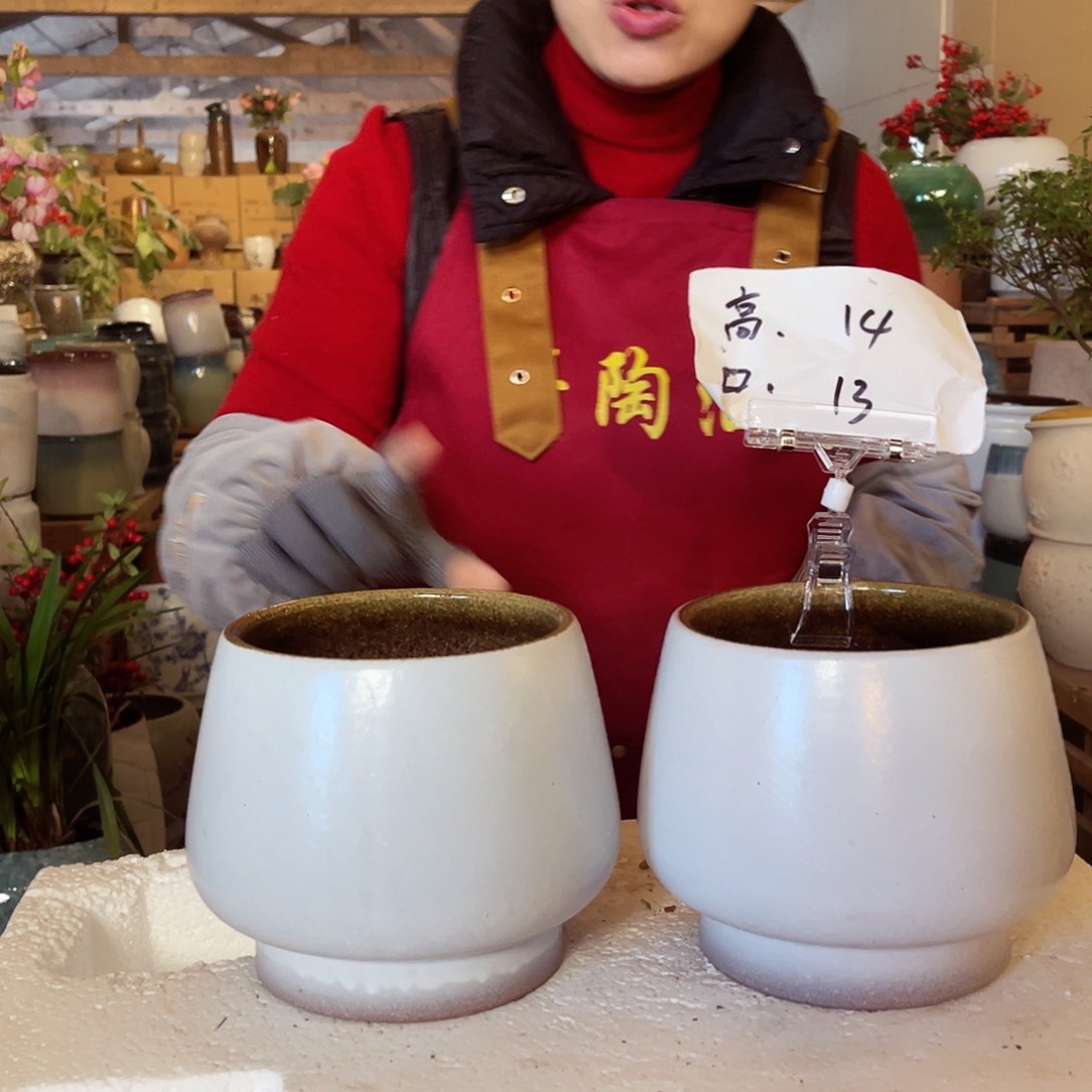 紫砂花盆高度14口径13