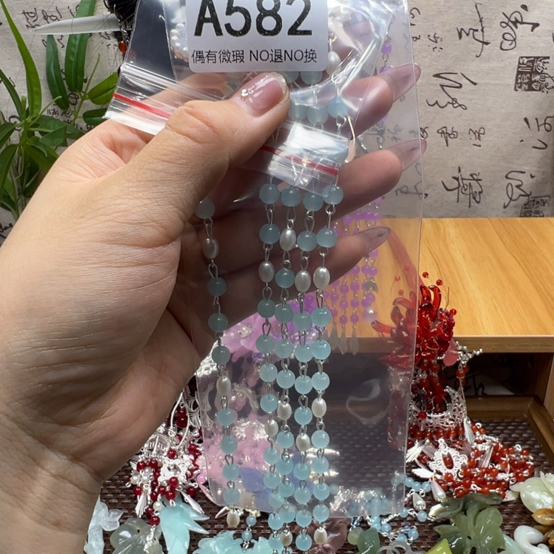 ℳ****蛇纹石玉合金发饰