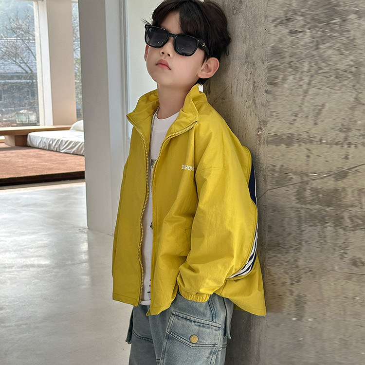 HY2573男童帅气夹克2025春季新款儿童韩版洋气外套中小童拉链衫潮