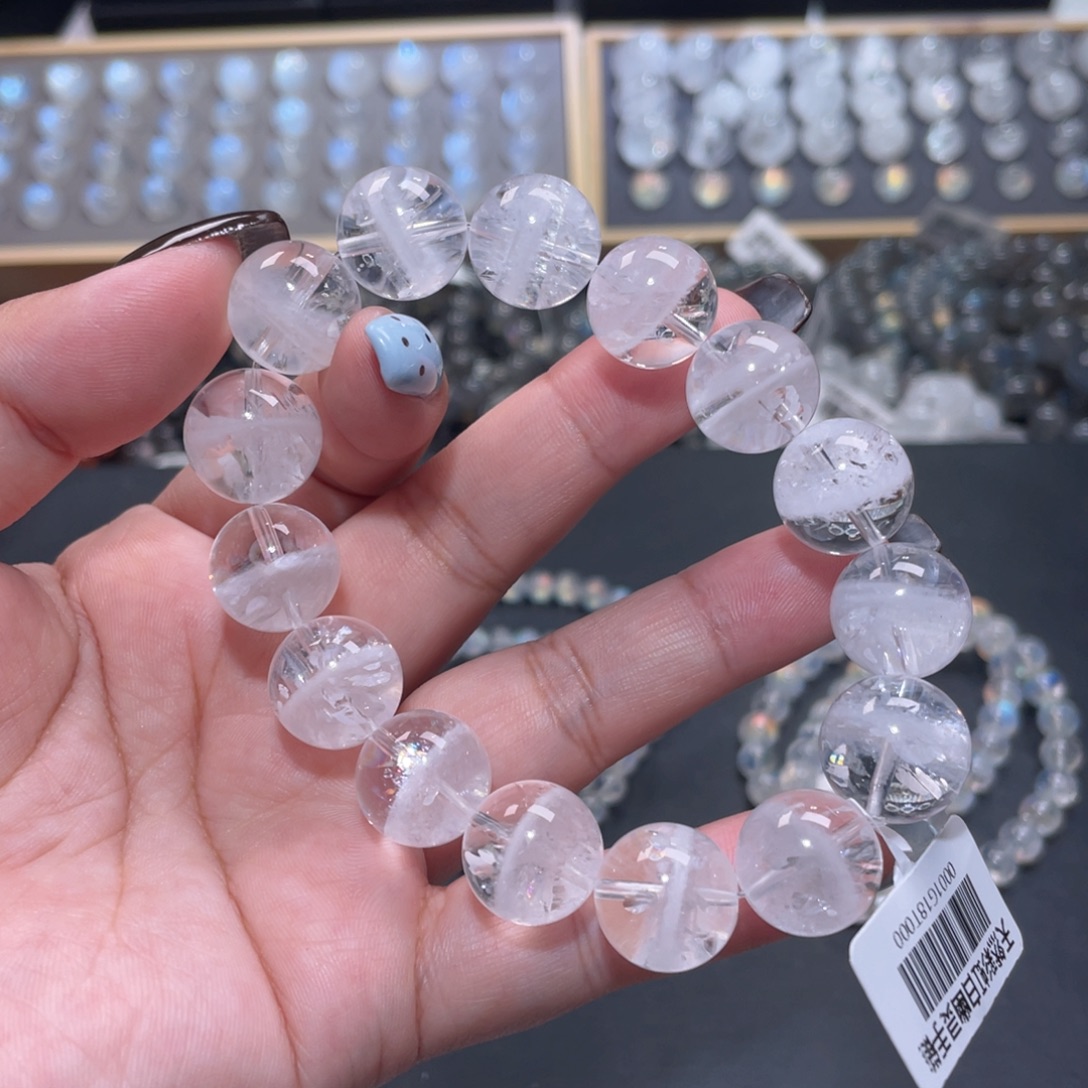 L***n未镶嵌手链水晶半盆彩虹白幽灵手链14mm+