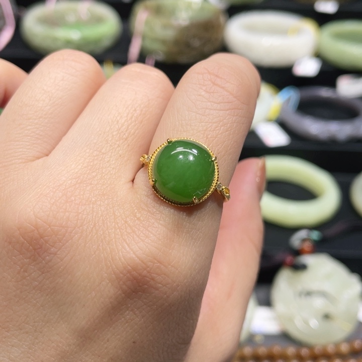 和田玉戒指银S925镶嵌