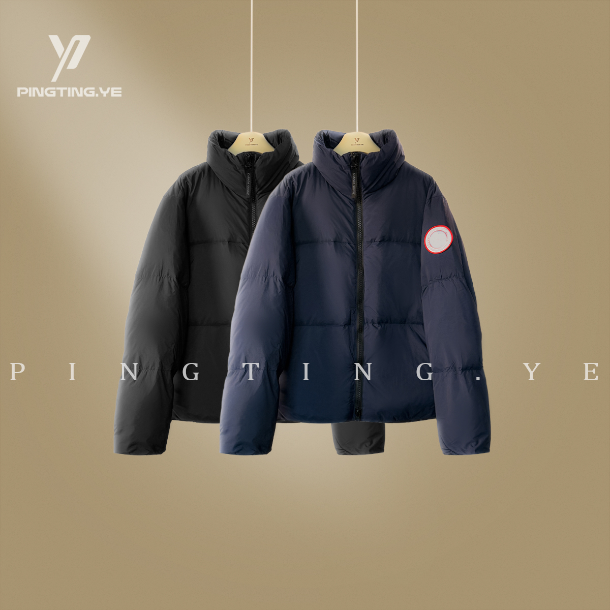 PINGTING.YE「90白鹅绒红标」立领徽章设计时髦羽绒服外套PT6042N