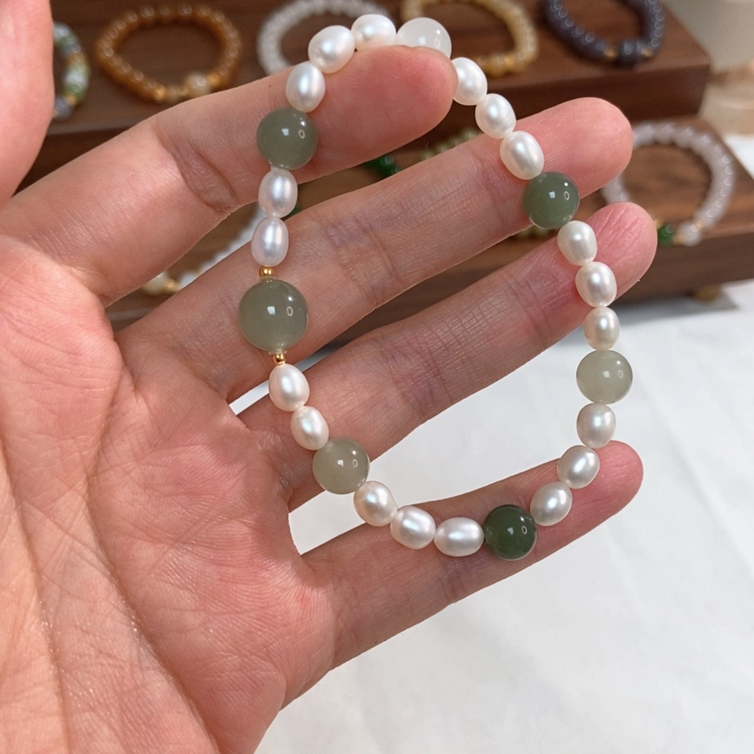 淡水珍珠手串银S925镶嵌福利5mm淡水珍珠