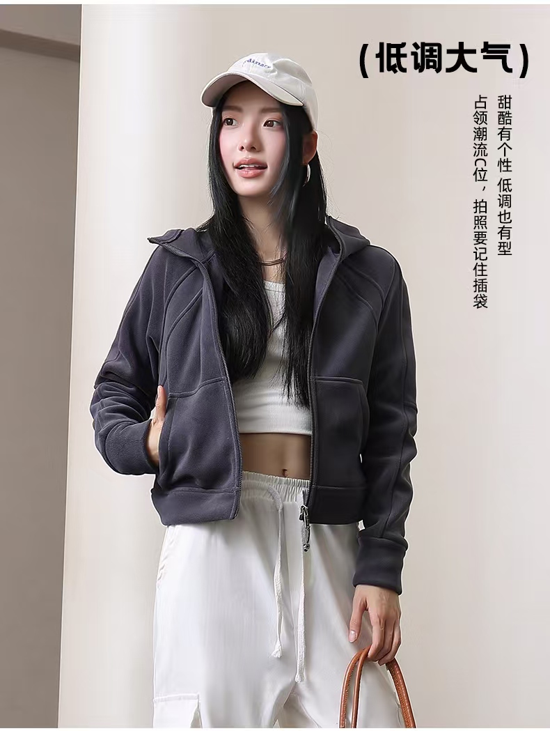 【LU家同款】2025秋冬新款宽松开衫休闲风外套防风连帽显瘦加绒加厚