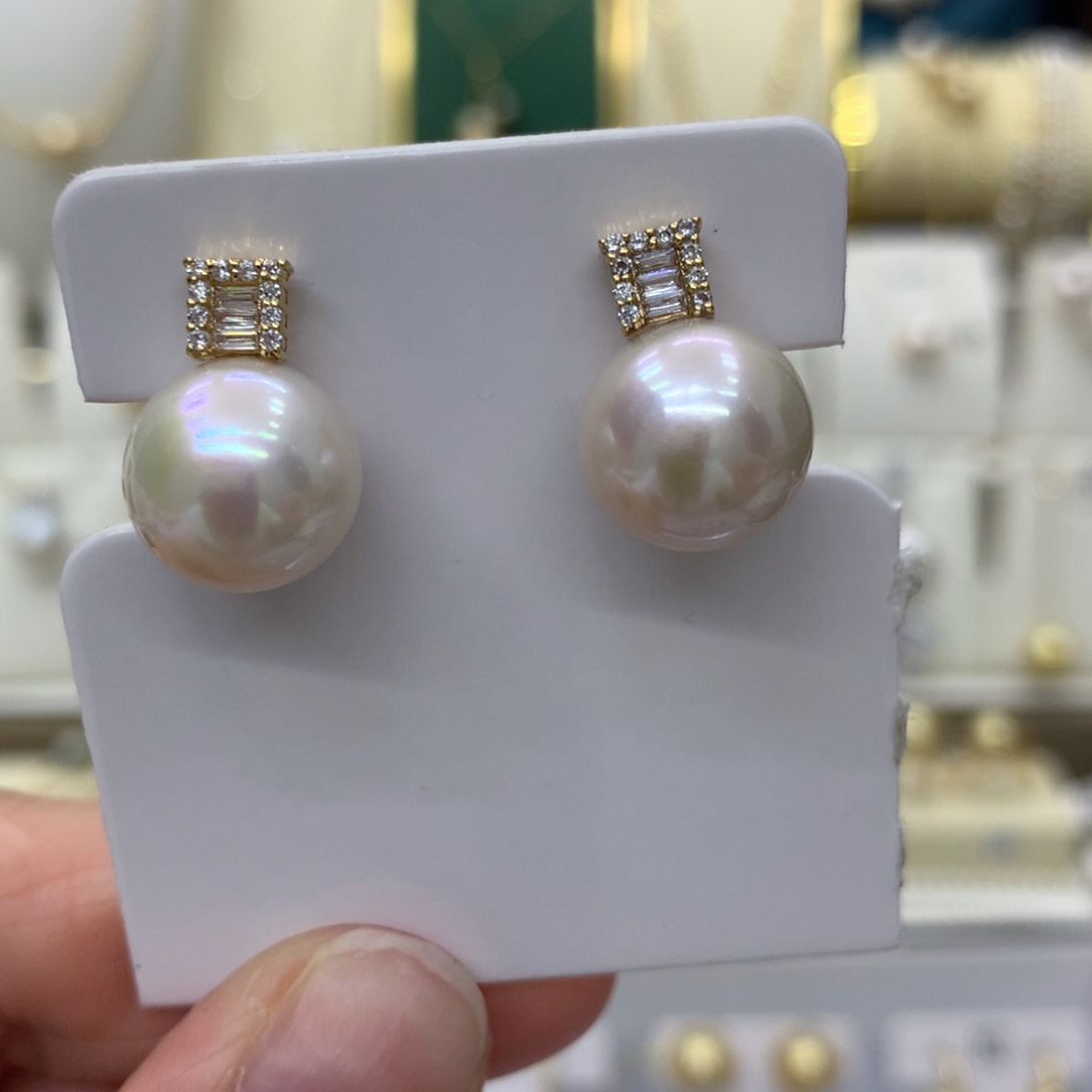 淡水珍珠耳饰18K金镶嵌