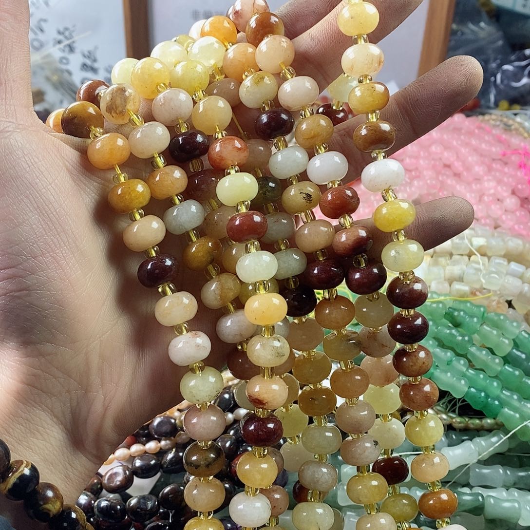 玛瑙/玉髓珠宝半成品未镶嵌一条天然8×12金丝玉胖隔片