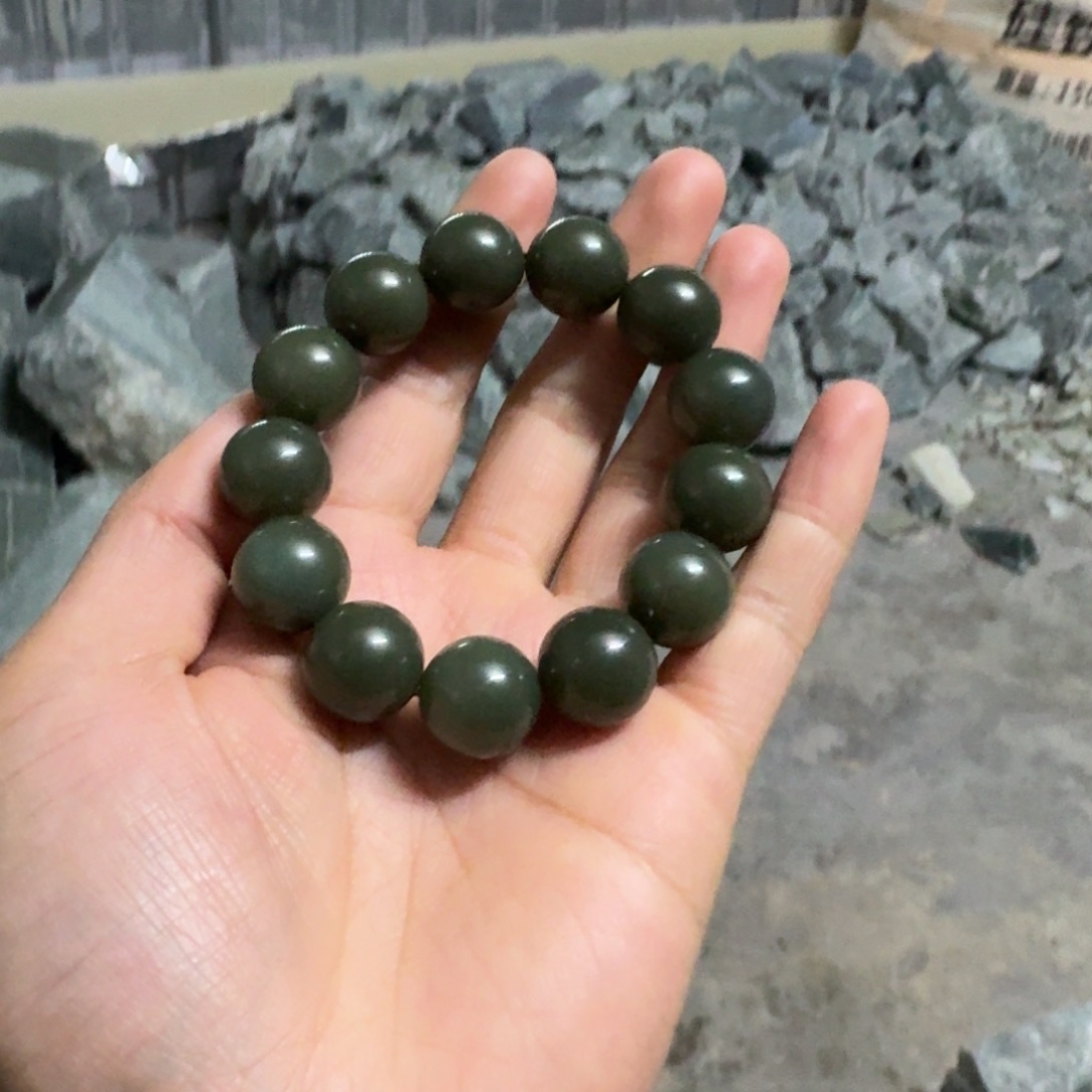 和田玉手串未镶嵌树*和田玉卡16豆青无结构