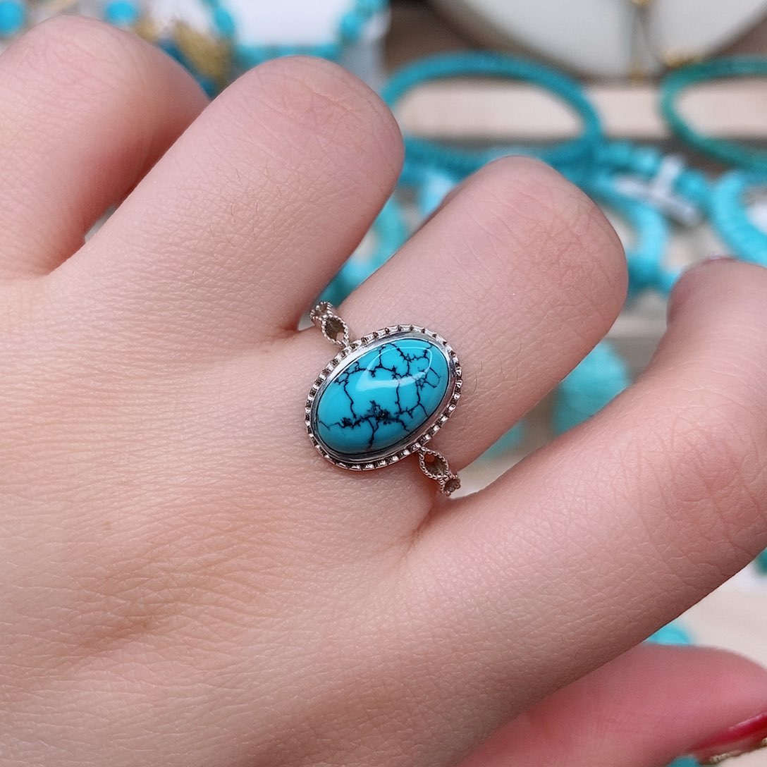 绿松石戒指银S925镶嵌