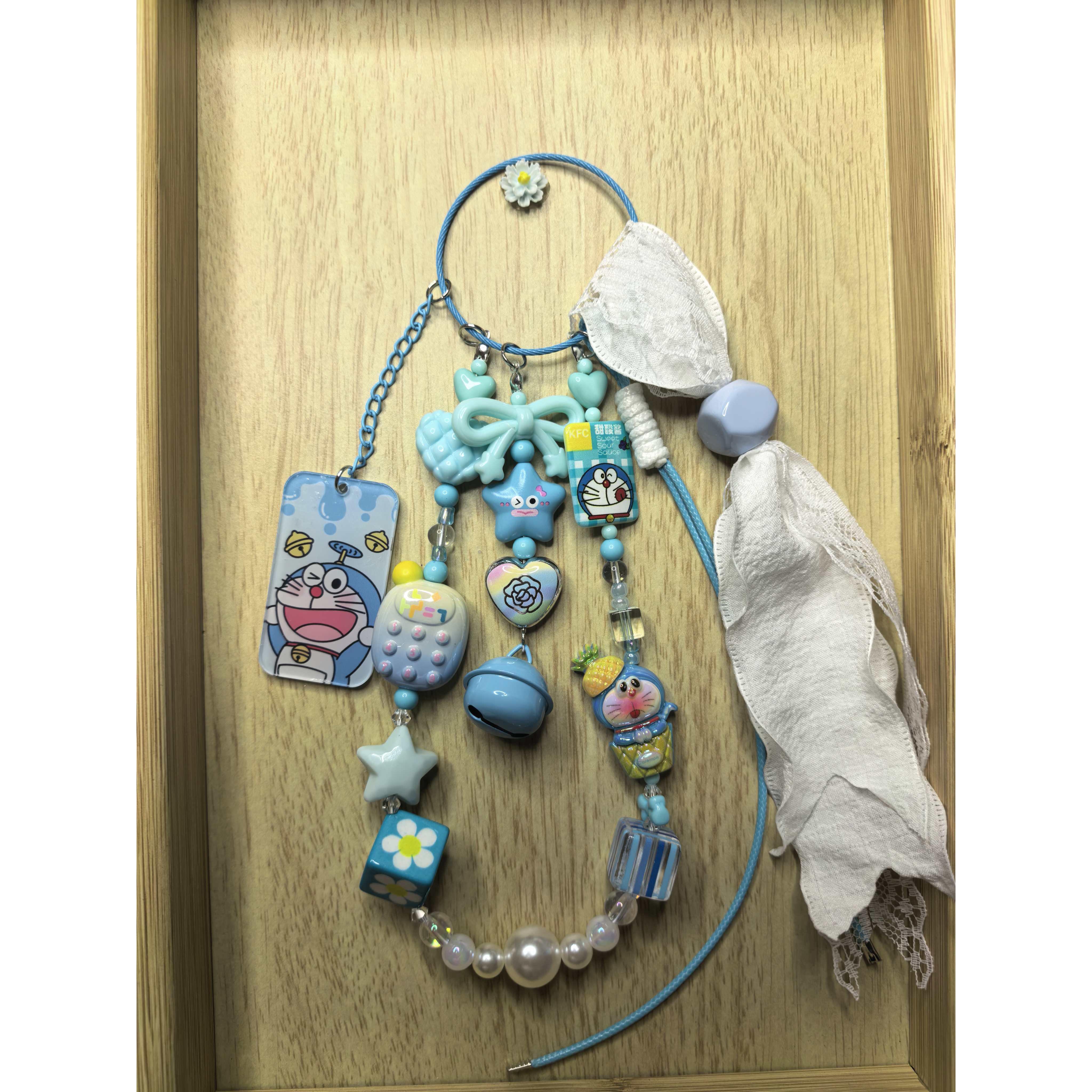 库洛米串珠短款手机挂绳女款时尚少女手腕挂链DIY