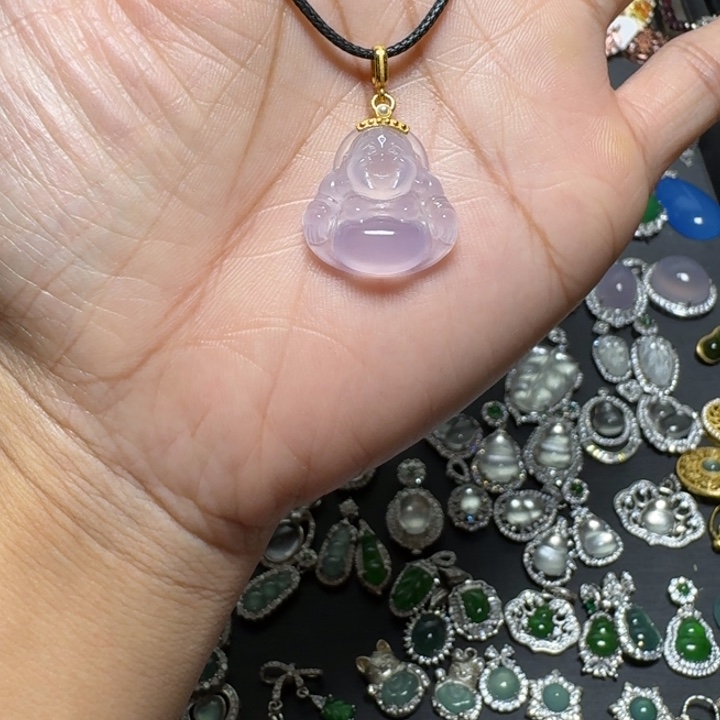 翡翠颈饰银S925镶嵌佛