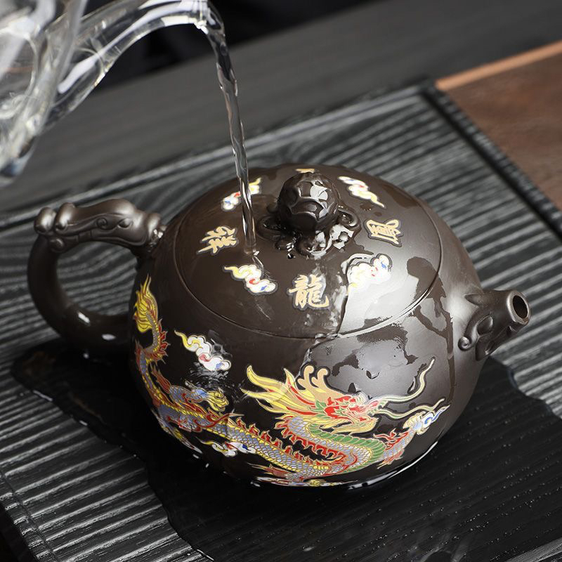 原矿紫砂超大容量黑美人西施凤鸣壶