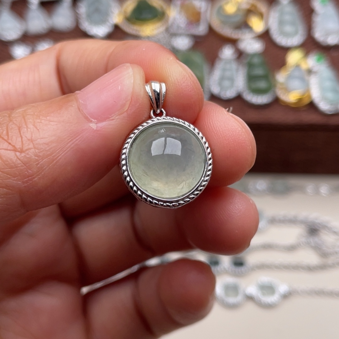 翡翠银S925镶嵌吊坠(不含链)