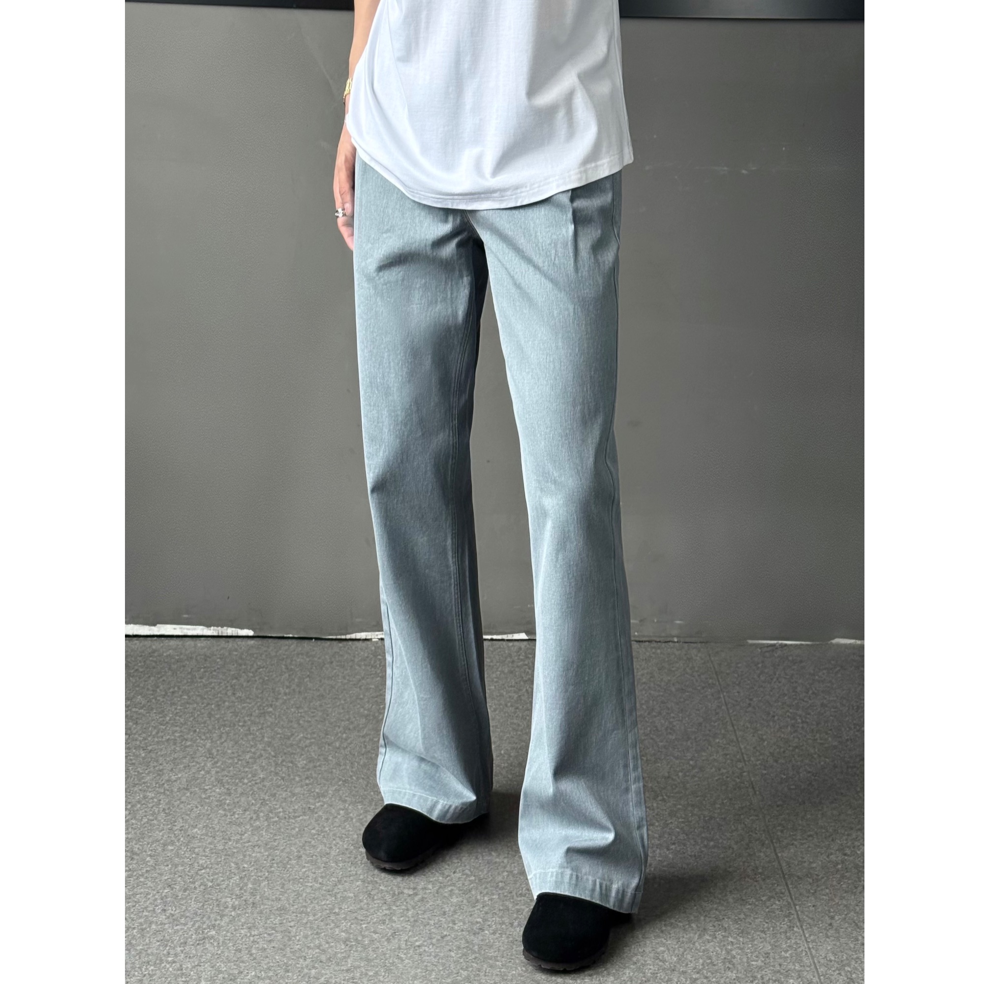 AIXKOM｜2025秋季天丝彩色设计感高腰微喇休闲裤百搭复古