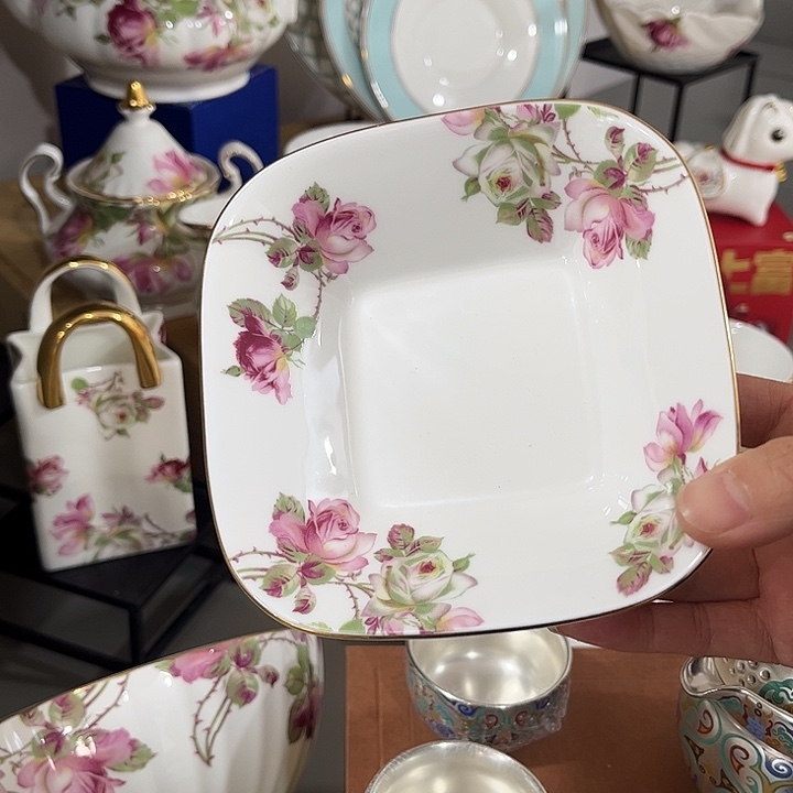 瓷片微瑕骨瓷碟玫瑰一个