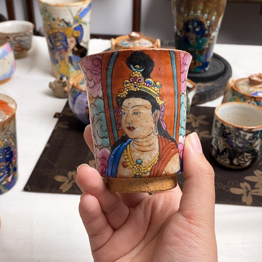 手工手绘敦煌茶杯