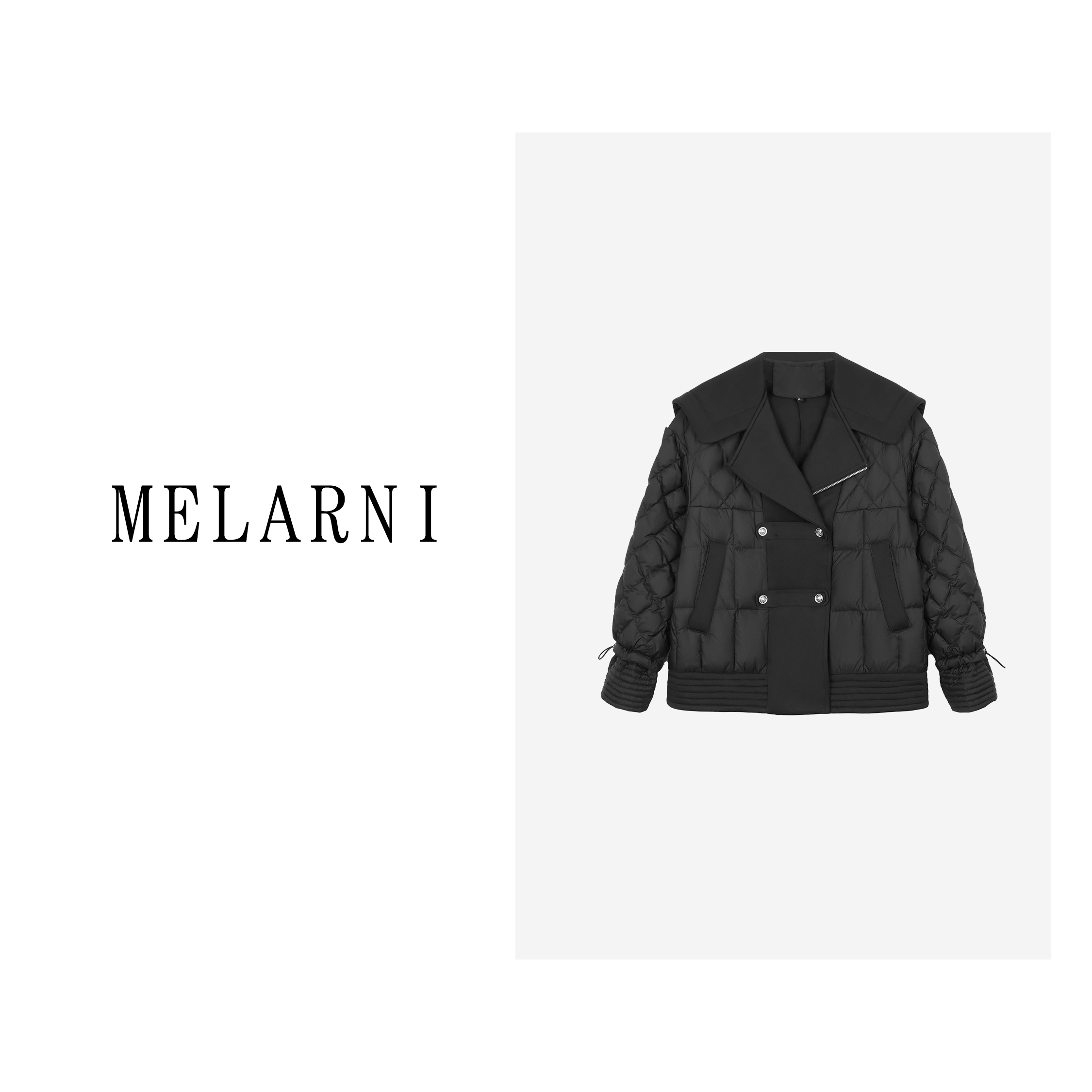 【MELARNI】小香风气质时尚休闲设计师翻领格纹羽绒服MLN10700