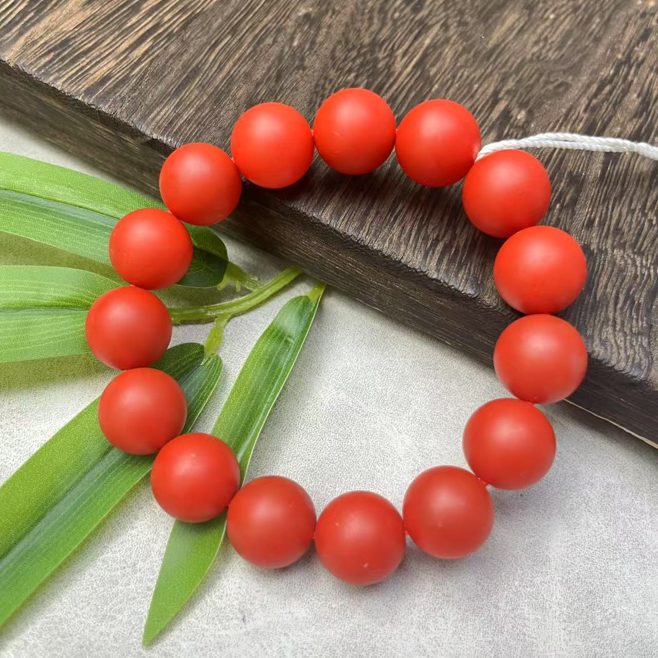 民国  锦红玛瑙 圆珠 卡14磨砂 手串 YZ0672［燕赵造物司］