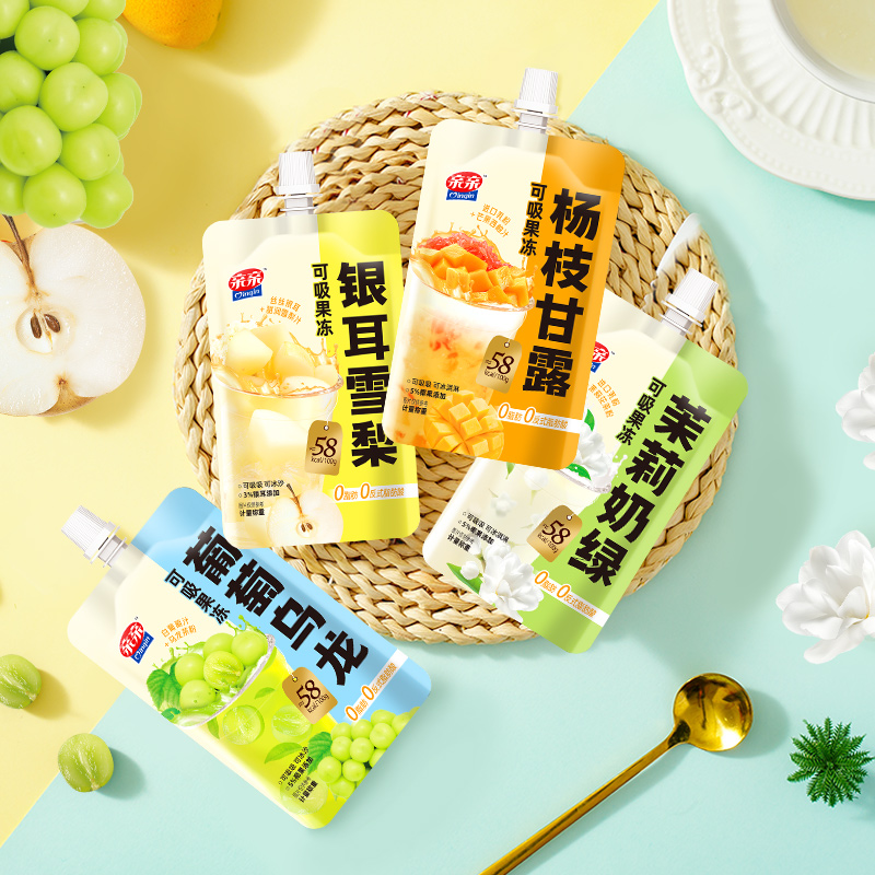 亲亲75g可吸果冻杨枝甘露银耳茉莉奶绿奶茶风味零食