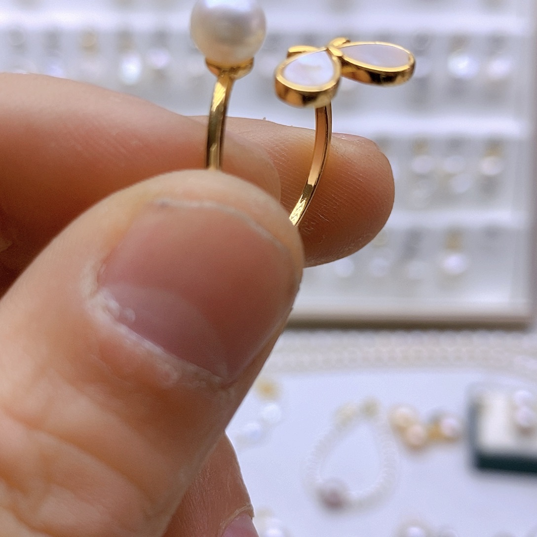 淡水珍珠戒指合金