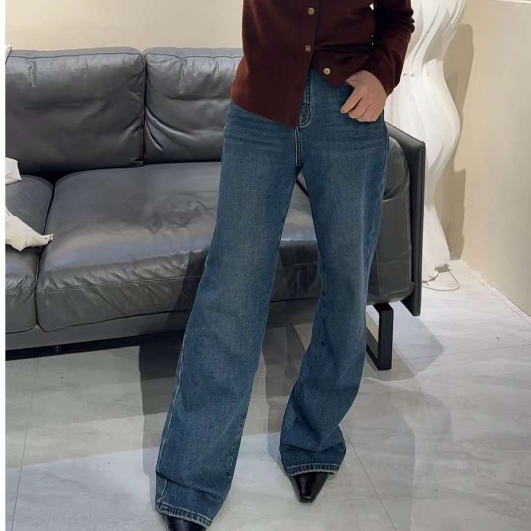 萍萍名品.24新款加绒加厚显瘦牛仔阔腿裤7890时尚