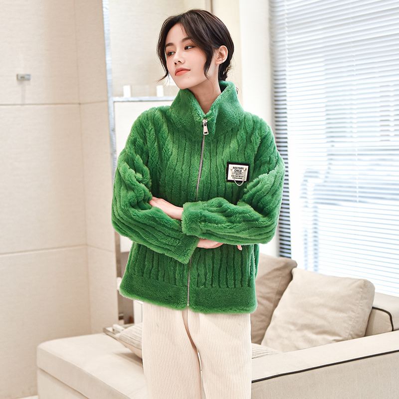 荻沃茲羊毛颗粒绒皮草外套服饰显瘦冬季保暖