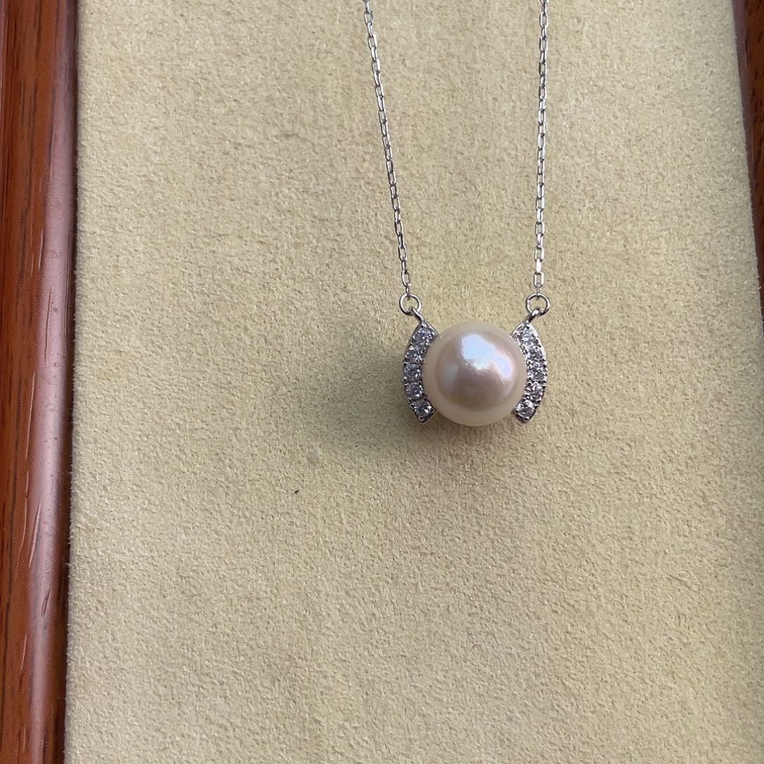 项链银S925镶嵌海水珍珠