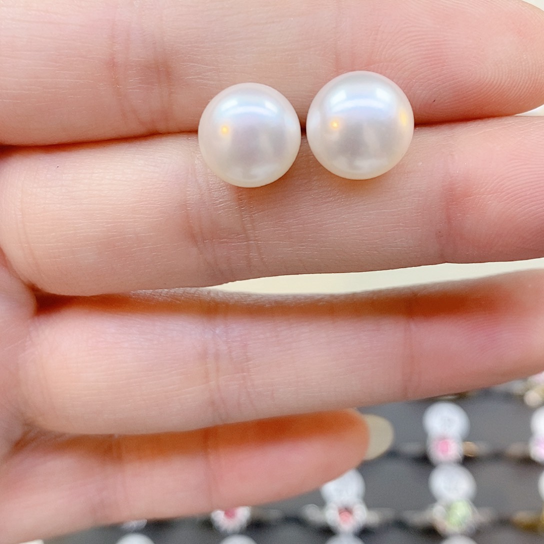 银S925镶嵌淡水珍珠耳饰