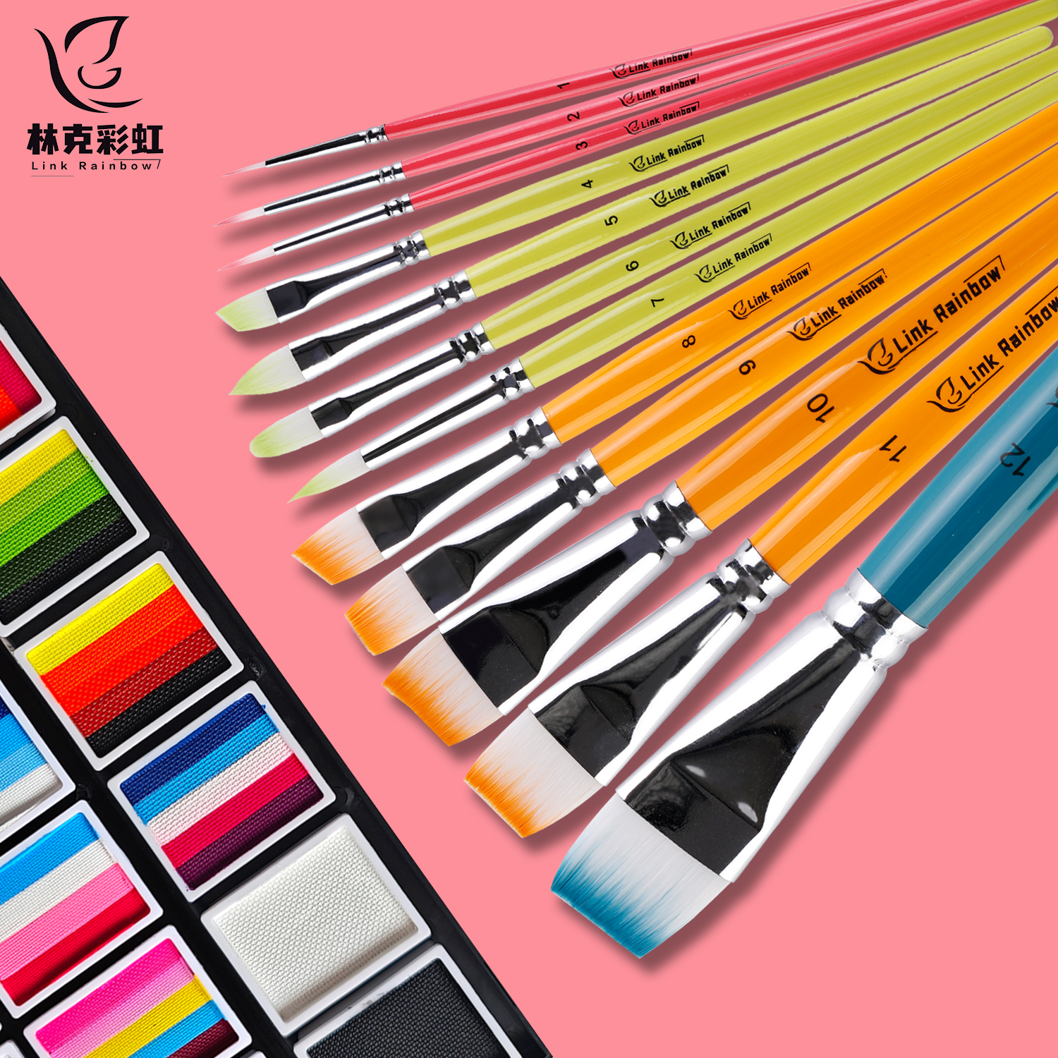 面部彩绘画笔套装脸部彩绘刷儿童舞台妆专用彩绘笔压花笔排笔整套