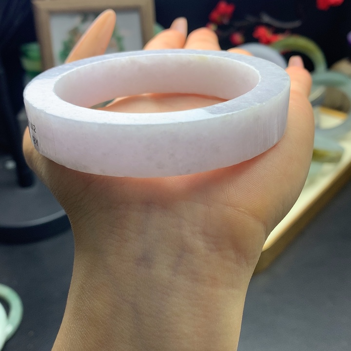 定制翡翠未镶嵌手镯 小粉镯59-61