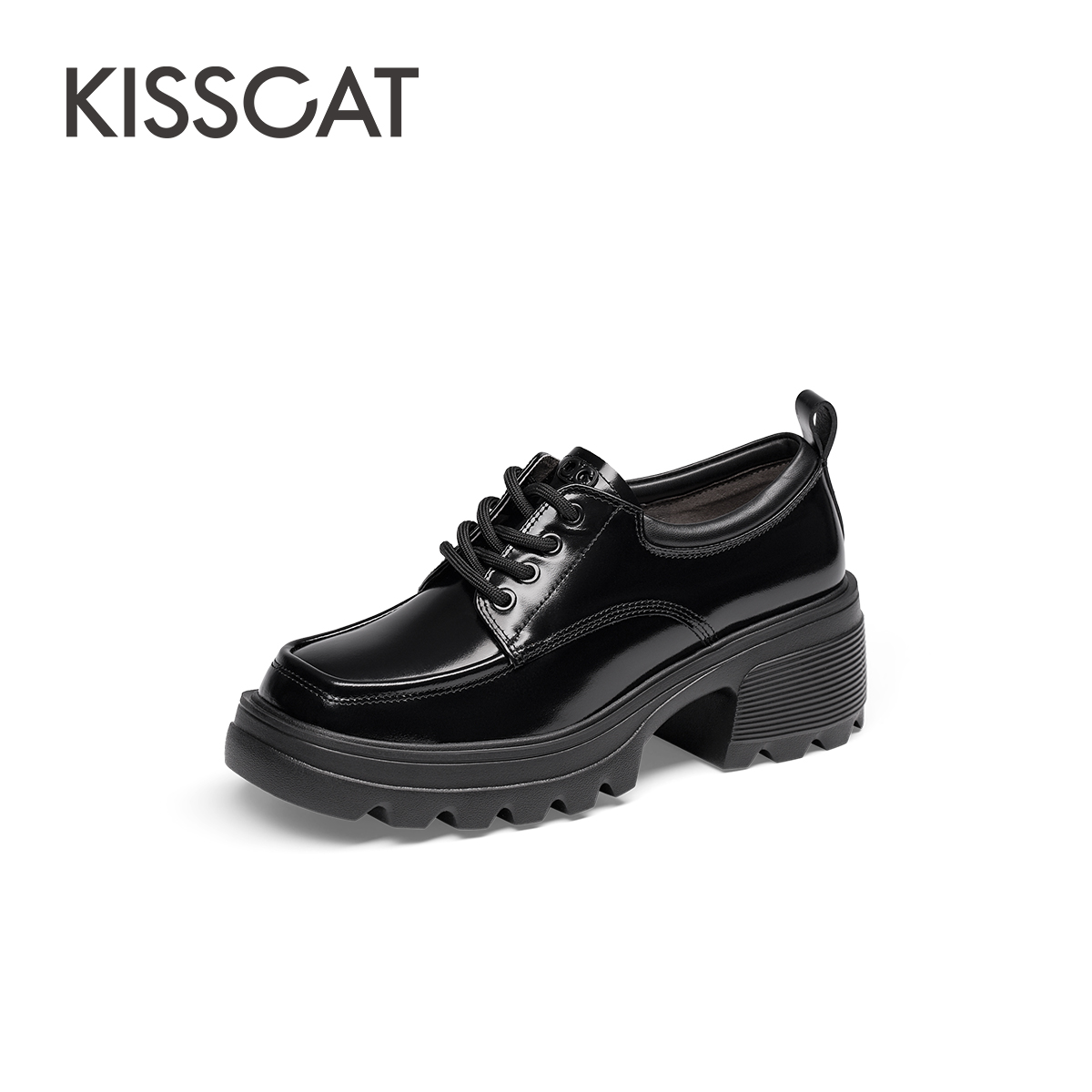 【商场同款】接吻猫新款舒适通勤百搭方头乐福鞋KA54515-52