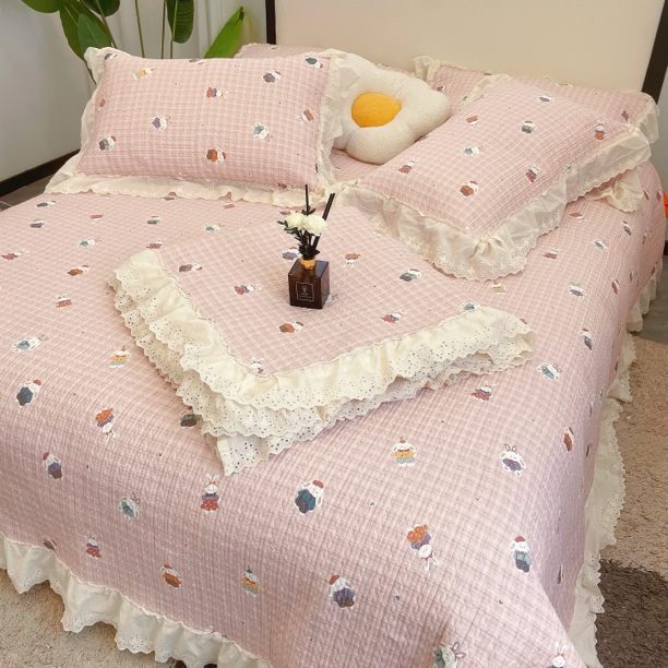 （四季通用）绗缝田园风四季通用花边款小清新床盖