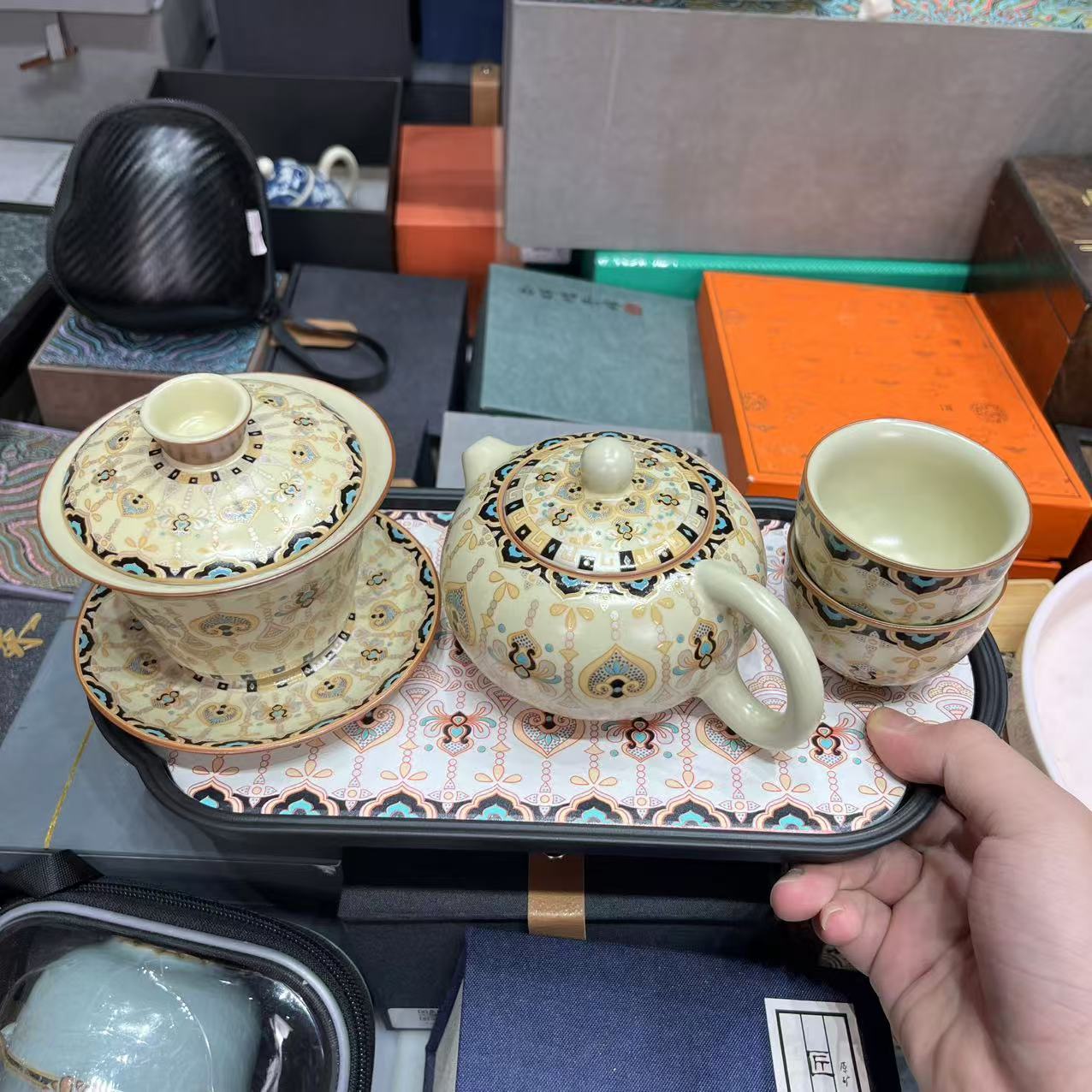 5店【闪购商品】黄汝宝象茶壶盖碗套组 MC026