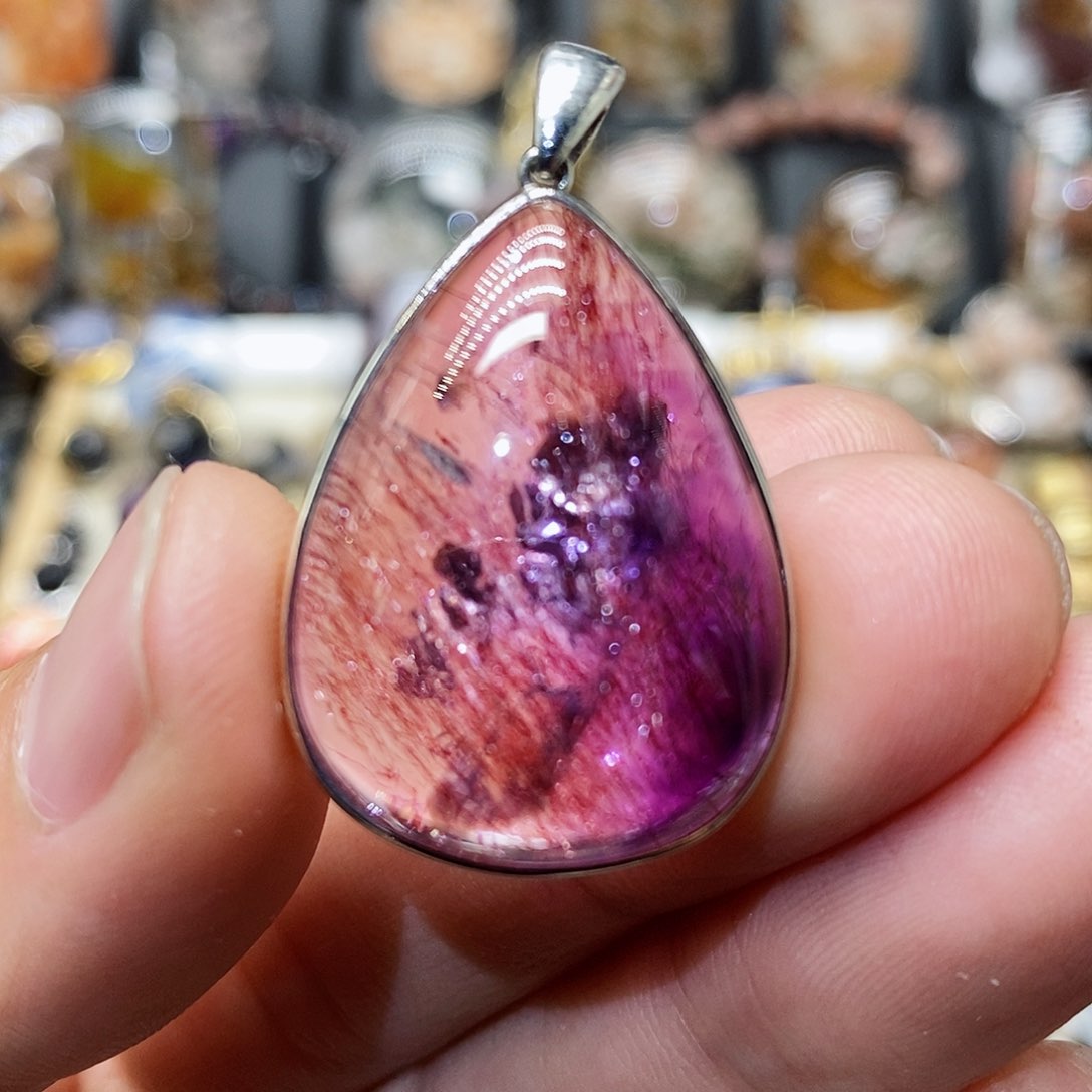 水晶颈饰银S925镶嵌天然精致水晶吊坠