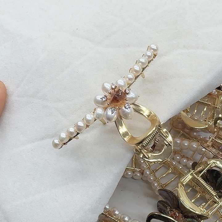 淡水珍珠发饰银S925镶嵌