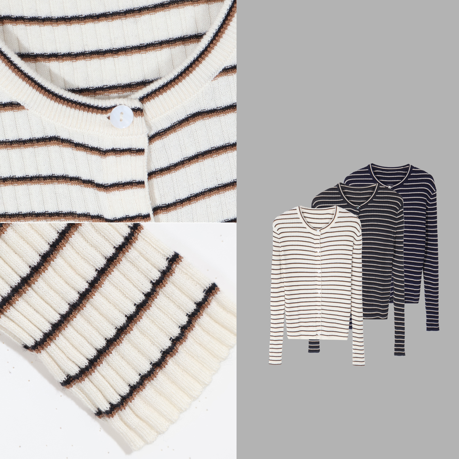 凯特丝蓓3457#【希尔】显瘦韩版条纹圆领开衫外套