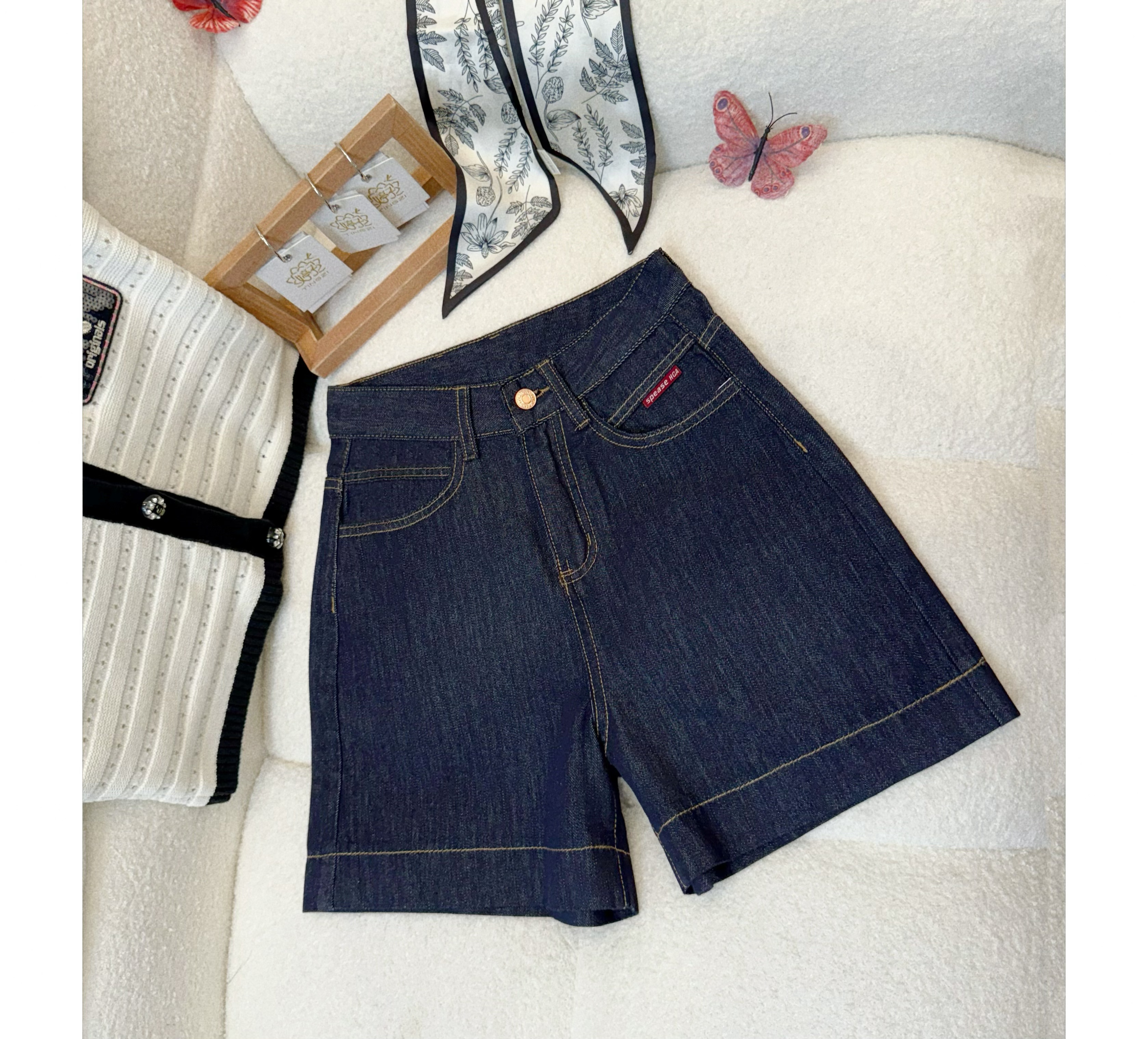 丹宁色直筒牛仔短裤2025新款高腰显瘦休闲百搭裤子
