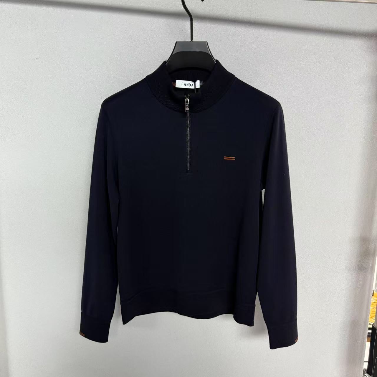 巴尔赫】秋冬加绒加厚高端男士轻奢时尚半拉链针织衫长袖878017