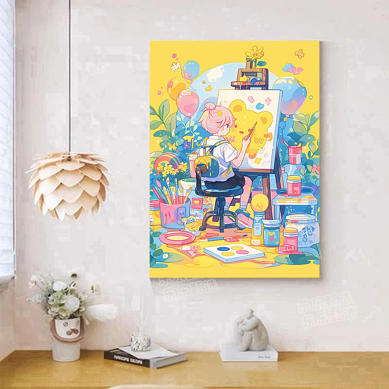 【乐乐甄选钻石画】圆钻满钻【小画家】可爱手工DIY装饰画