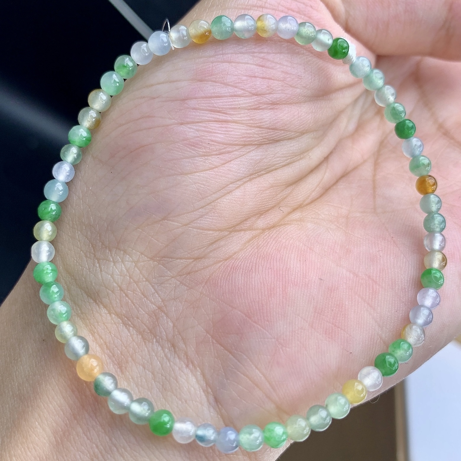 缅甸A货翡翠阳绿多宝小米珠圆珠手链手串单圈T卡3.3mm